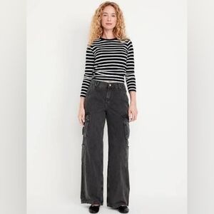 Old Navy Mid-Rise Baggy Cargo Jeans Black